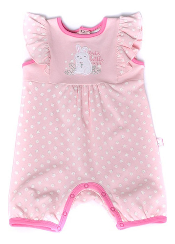 Pijama Bebé Lady Genny Bb-167 Enterito Cotton Rosa Lunares 6m A 9m